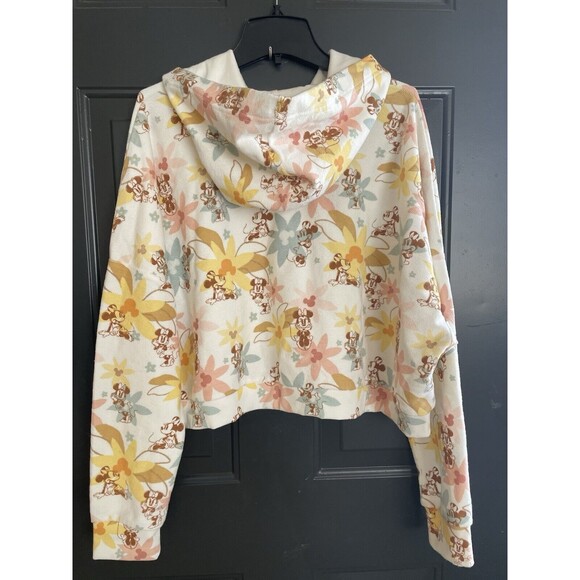 NWT Disney Parks MINNIE MOUSE Beach Theme Palm Tree Cropped Hoodie Women‘s XL - Picture 2 of 8